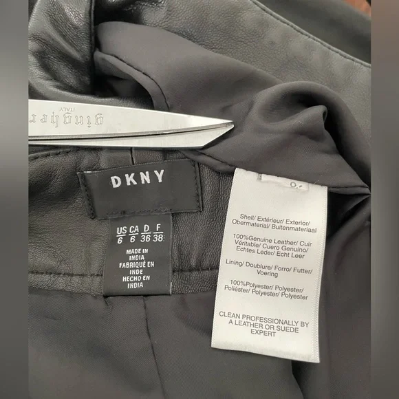 DKNY Genuine Leather Wide Leg Cropped Pants 6 - Picture 3 of 3